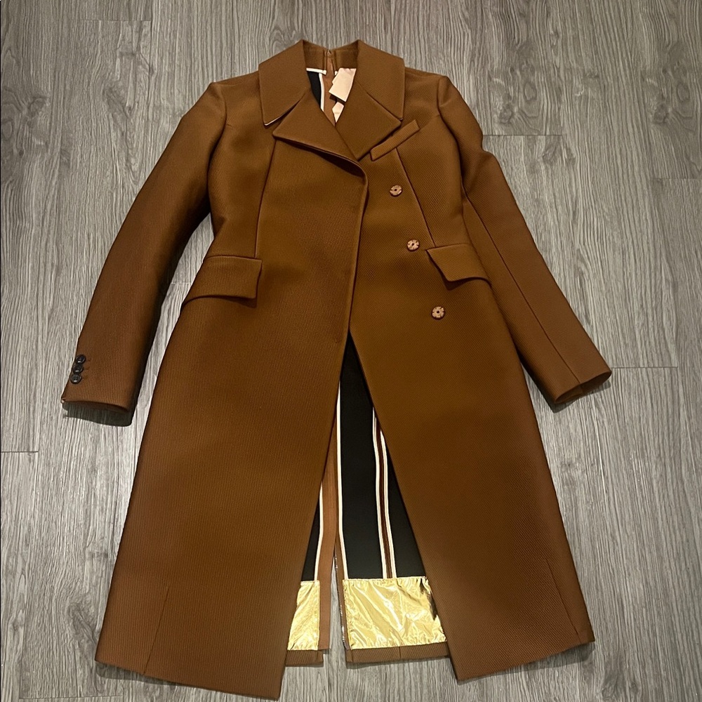 NWT No. 21 Jacket Brown Women's Trench Coat Gold 40 $1650